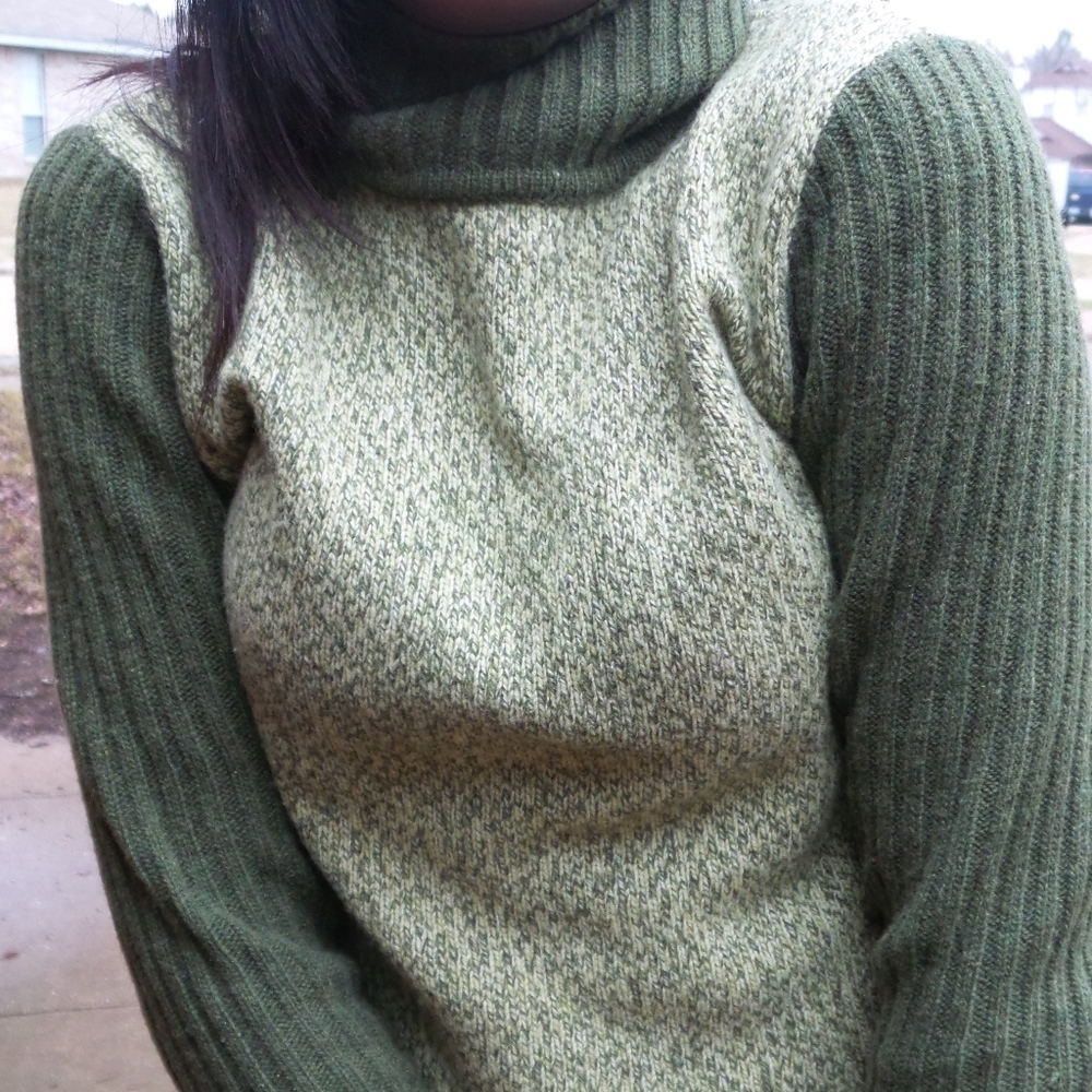 Halogen Long Sleeve Heather Moss GreenTurtle Neck